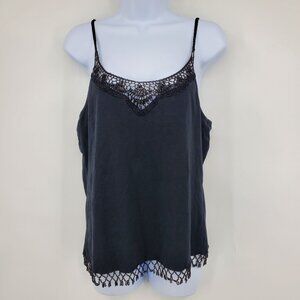 Sharon Young Black Crochet Women's Goth Vampire‎ Dark Fairy Tank Top Large
